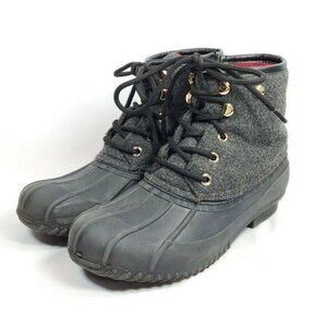 Tommy Hilfiger Rubber Boots Women's Size 8 Black Fabric Shaft